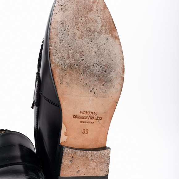 Woman by Common Projects Black Leather Loafers - Picture 5 of 9